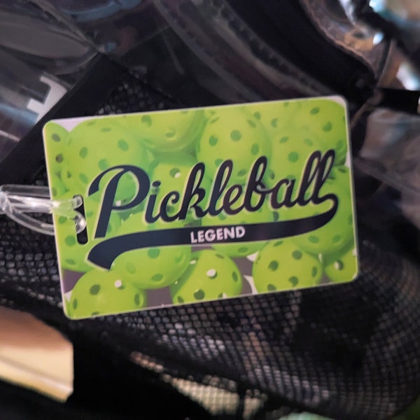 Pickleball Personalized Bag Tag, Custom Luggage Tag, Pickleball Accessories, Gift for Sports Lover, Fun Luggage Tag, Pickle Ball Gym Bag Tag