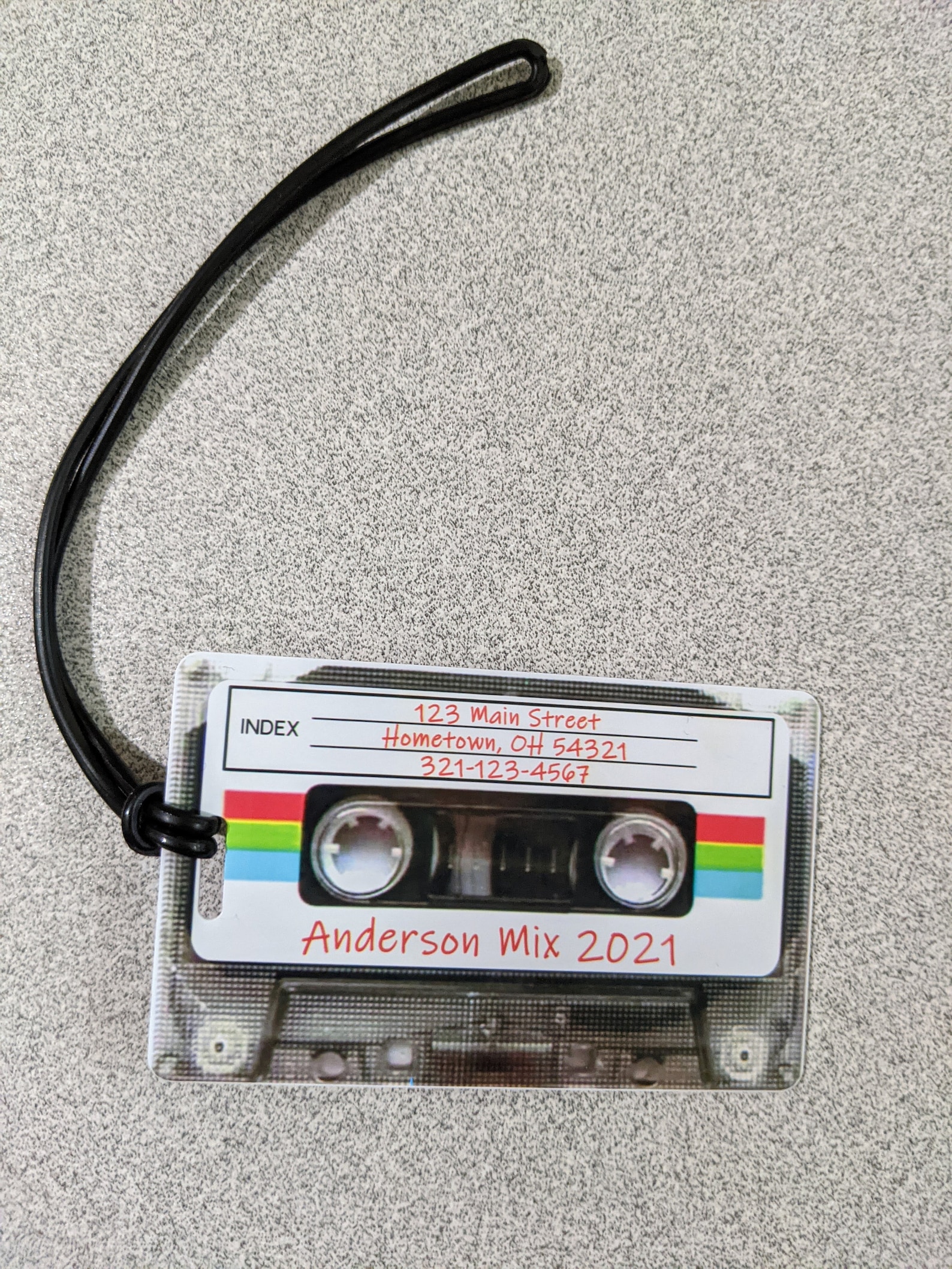 Retro Cassette Personalized Luggage Tag, Unique Bag Tag, Custom Mix