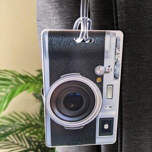 Vintage Camera Bag Tag, Personalized Luggage Tag, Photographer Bag Tag, Retro Camera Luggage Tag, Camera Strap Tag, Custom Photo Luggage Tag image 2