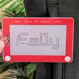 Etch a Sketch Luggage Tag Personalized, Funny Bag Tag, Custom Kids Luggage Tag, Colorful Travel Tag, Retro Toy Fun Bag Label, Gift for Dad