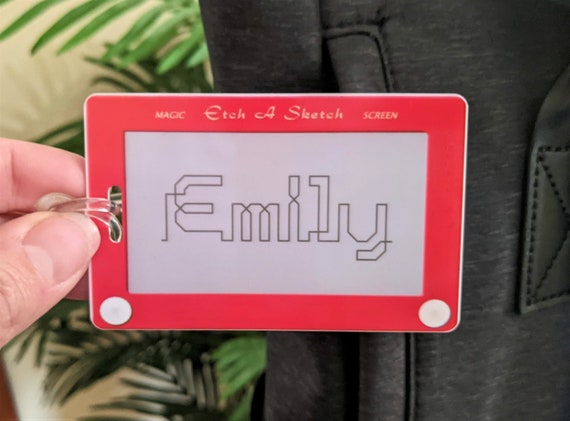 Etch a Sketch Luggage Tag Personalized, Funny Bag Tag, Custom Kids Luggage Tag, Colorful Travel Tag, Retro Toy Fun Bag Label, Gift for Dad