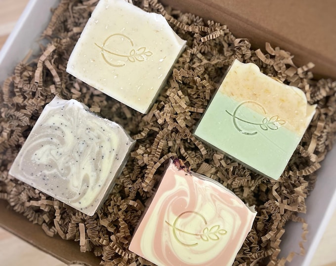 Soap Gift Box - Set of Four Soaps - Artisan Handmade Soap Gift Box - Natural Bar Soap Gift Set - Soap Box - Self Care Package - Vegan Soap