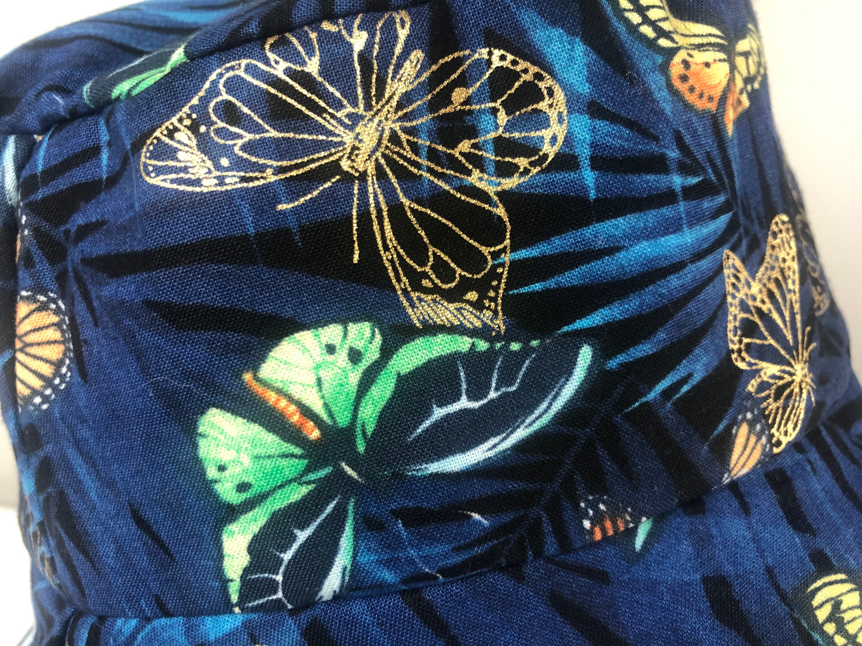 Butterfly Reversible Stretch Denim Bucket Hat New Reversible Butterfly Bucket Hat: Denim & Metallic Monarchs  main image 3