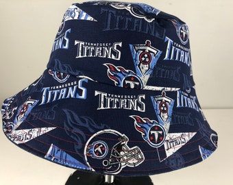Stretch Denim Reversible Bucket Hat of Tennessee Titans Fabric