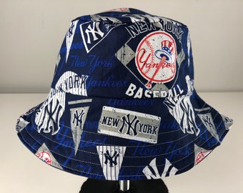 Stretch Denim Reversible Bucket Hat of New York Yankees NY Fabric