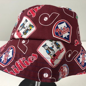 Stretch Denim Reversible Bucket Hat of Philadelphia Phillies Baseball Fabric