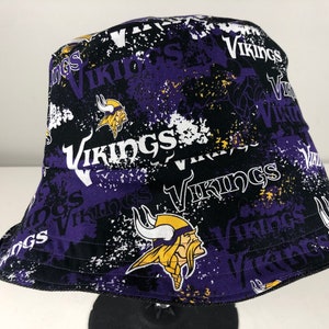 Stretch Denim Reversible Bucket Hat of Minnesota Vikings Skol Vikings Fabric
