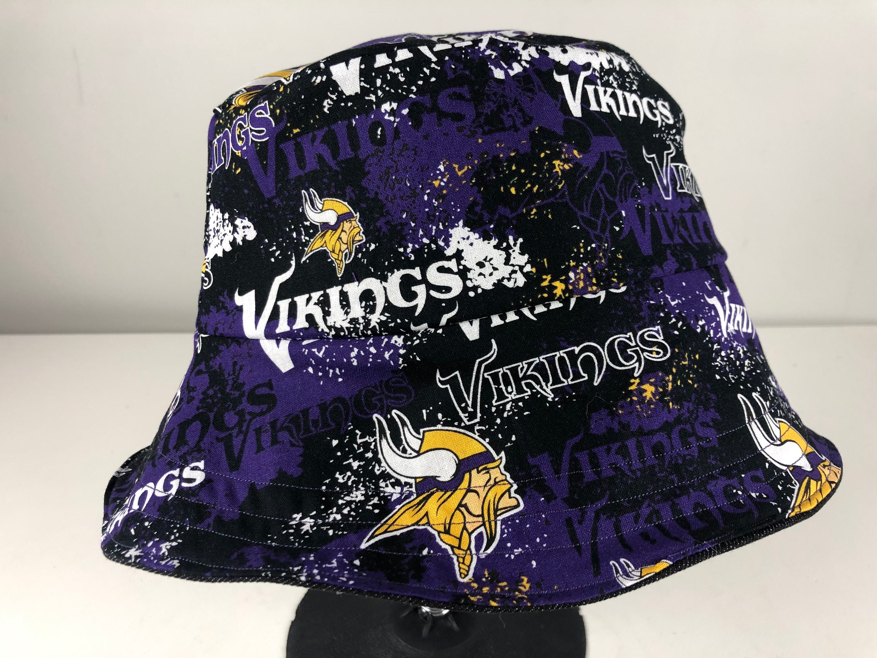 Stretch Denim Reversible Bucket Hat of Minnesota Vikings Skol