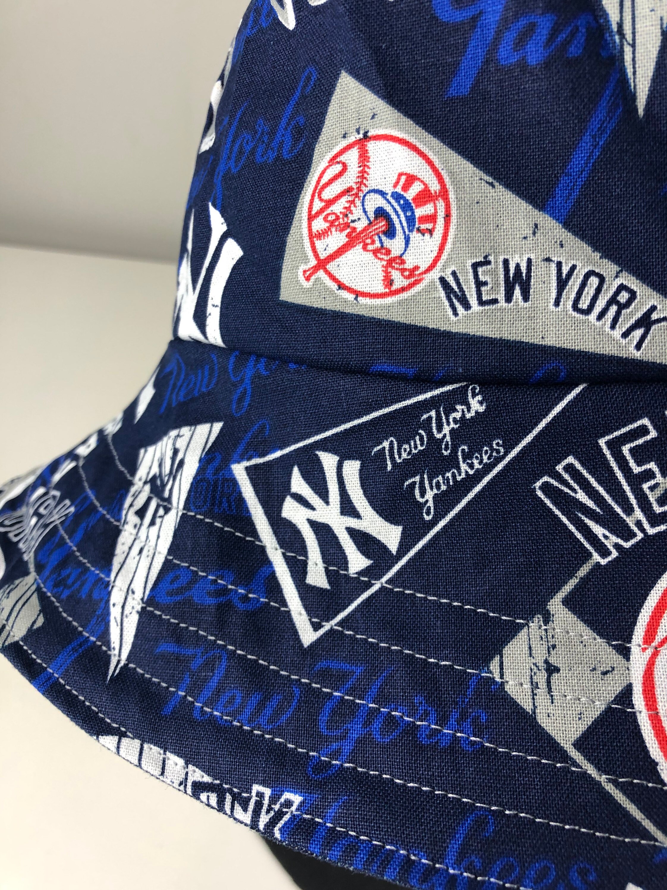 Women\'s New Era New York Yankees Denim Micro Bucket Hat Shop New Era NY Yankees Bucket Hat In Mid Wash Denim - Fast  main image 2