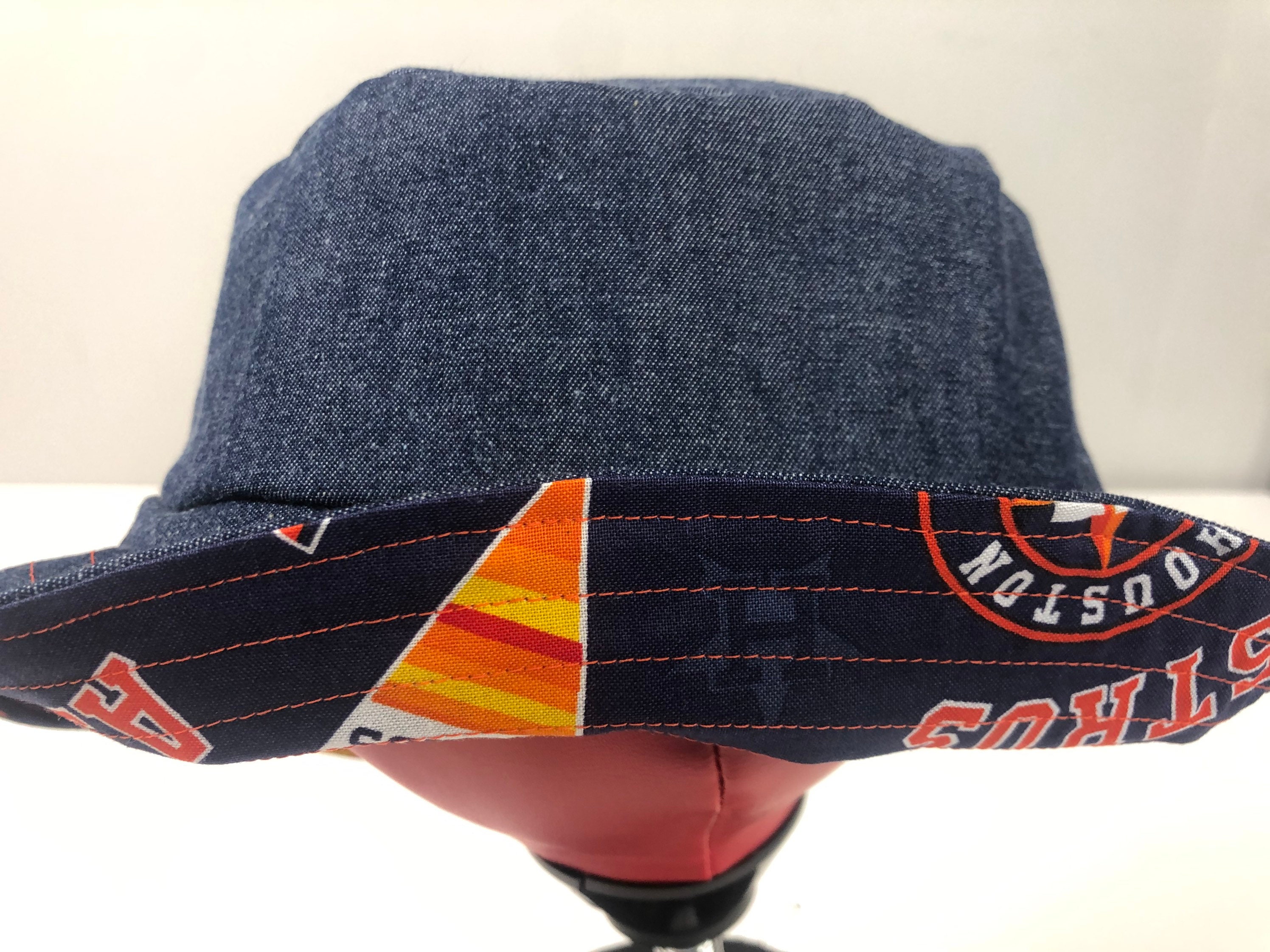 Stretch Denim Reversible Bucket Hat of Houston Astros Fabric 