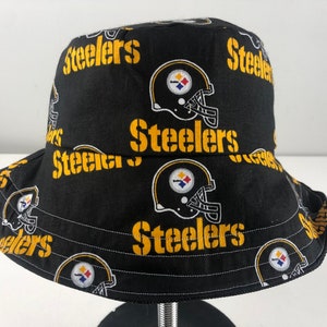 Camo Denim Reversible Bucket Hat of Pittsburgh Steelers Fabric