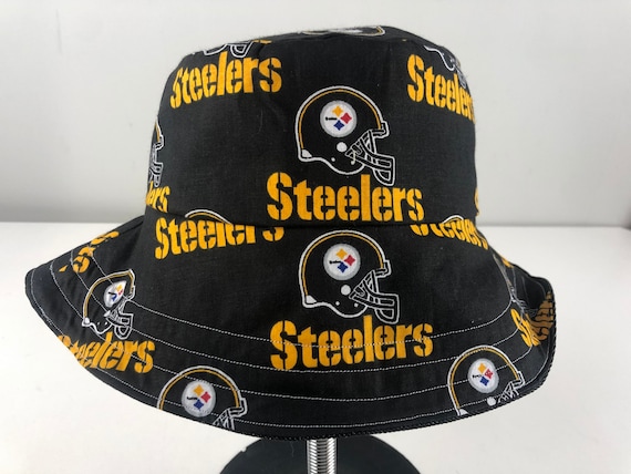 Camo Denim Reversible Bucket Hat of Pittsburgh Steelers Fabric 