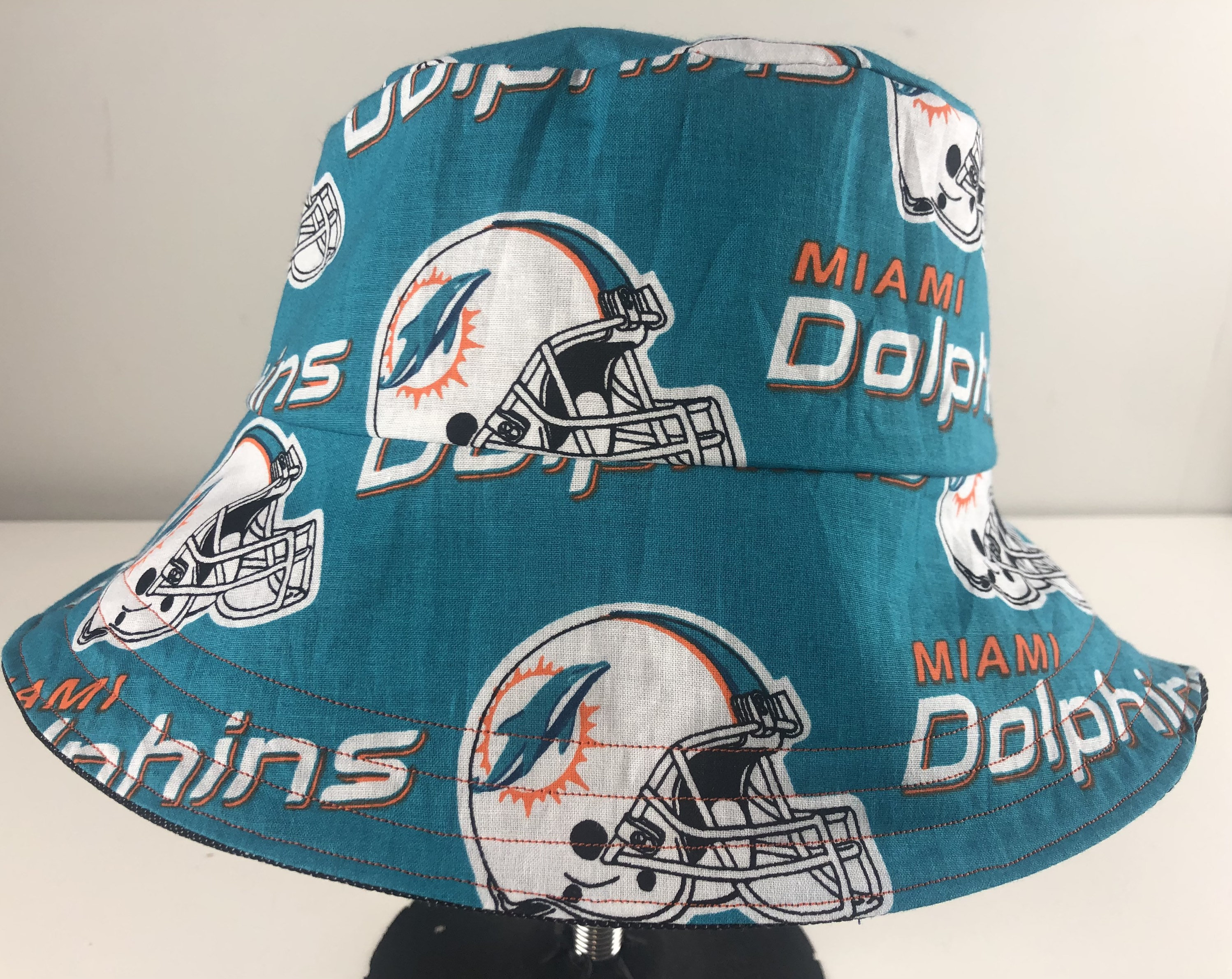 Stretch Denim Reversible Bucket Hat of Miami Dolphins Fabric - Etsy