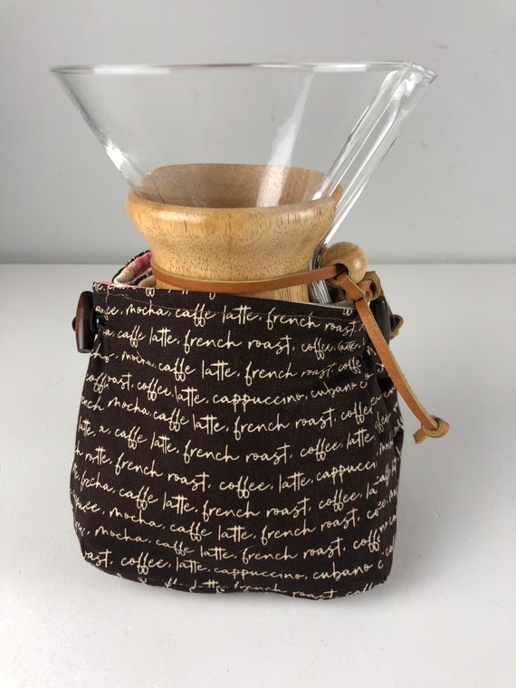 Handcrafted Thermal Warming Cozy for Chemex Pour Over Coffee Pot Carafe 6  or 8 Cup Pourover Coozy 