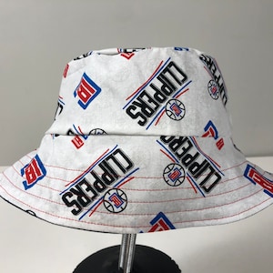 Blue Stretch Denim Reversible Bucket Hat of LA Clippers Los Angeles Basketball Fabric