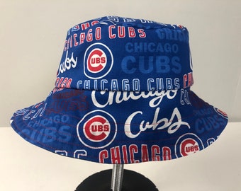 Stretch Denim Reversible Bucket Hat of Chicago Cubs Fabric