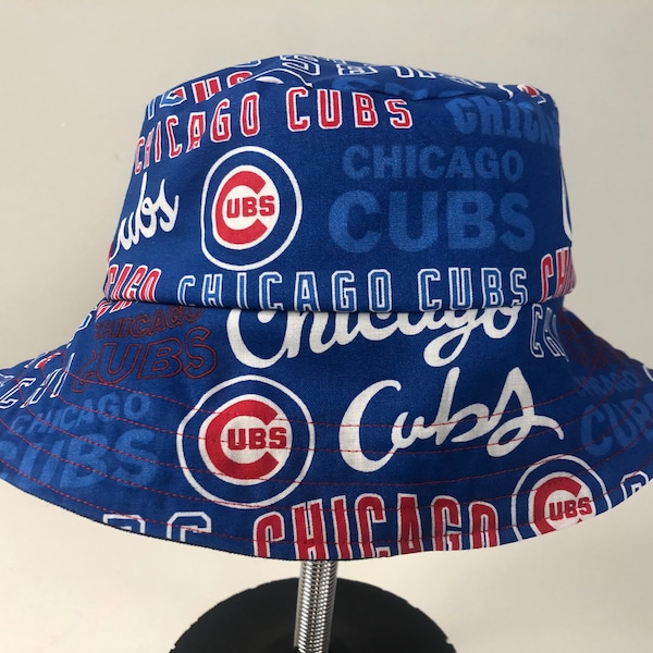 Stretch Denim Reversible Bucket Hat of Chicago Cubs Fabric