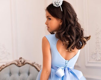 Pale blue flower girl dresses uk online