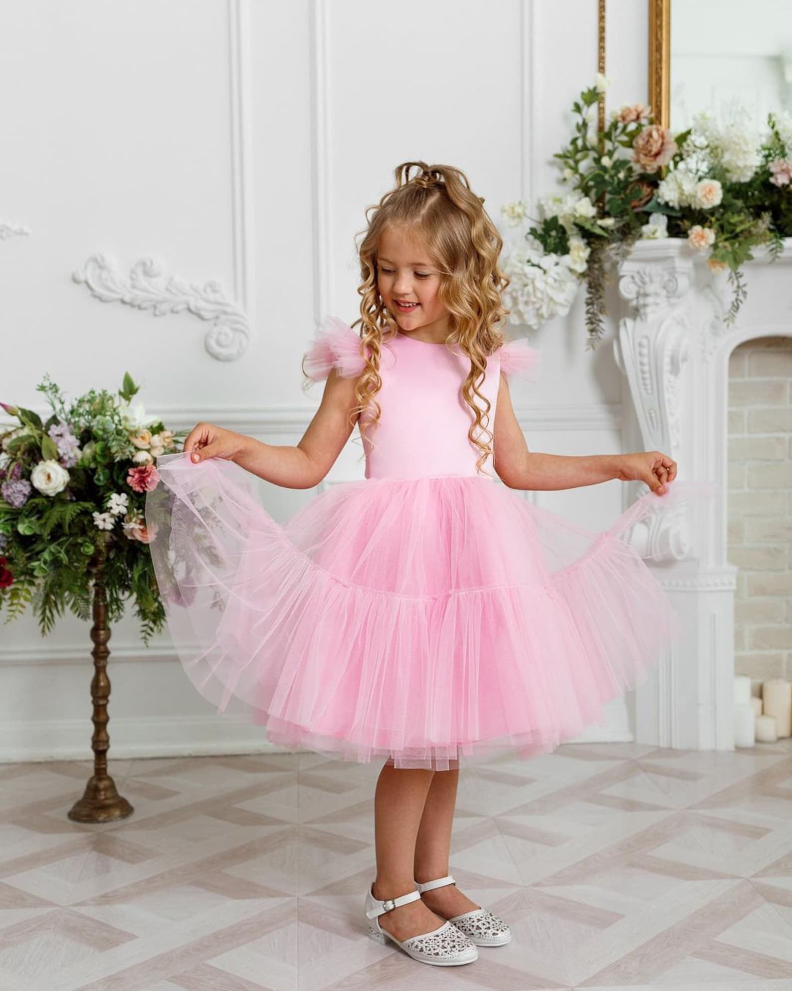 Pink Dress Baby Girl 1st Birthday Dress Flower Girl Dress Etsy