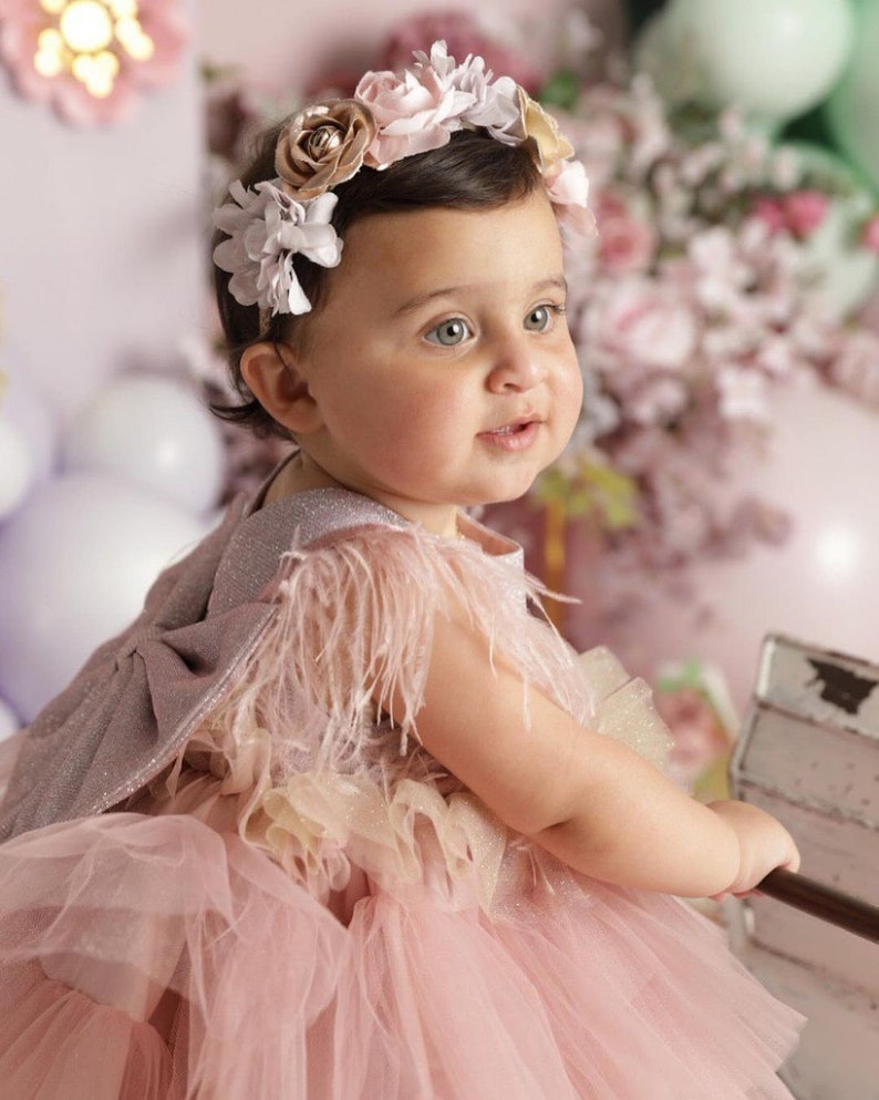 First Birthday Dress Rose Gold Girls Birthday Dress Birthday Etsy