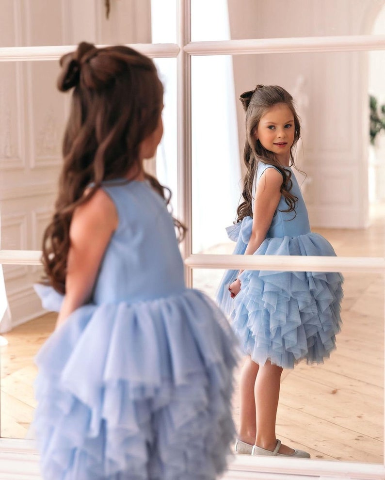 Summer Dress For Baby Girl In Little Flowers Print Light Blue Color main image 0