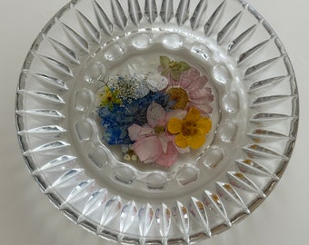 Floral vintage glass ashtray