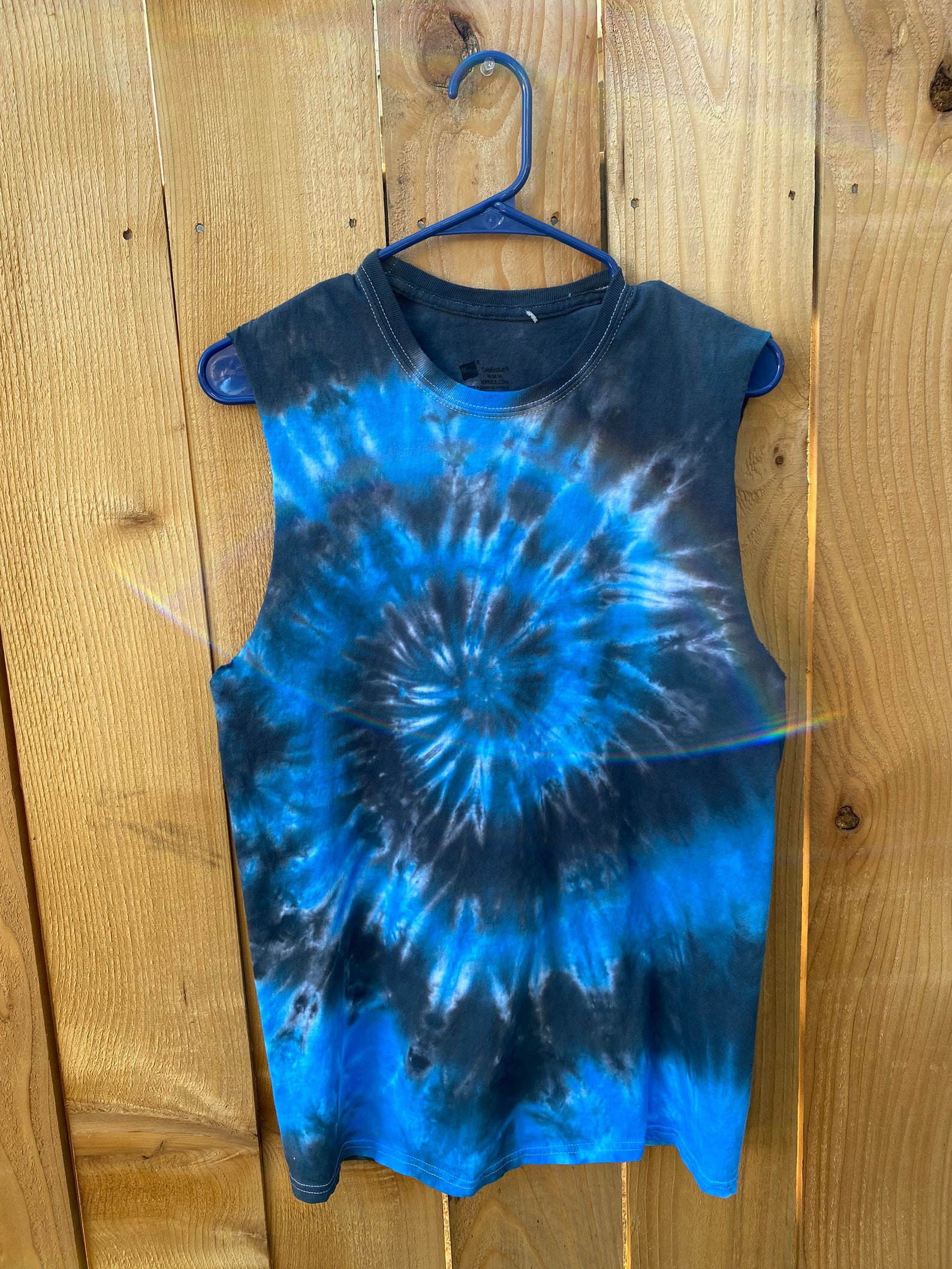 Classic black and blue spiral tie dye muscle tee | Etsy