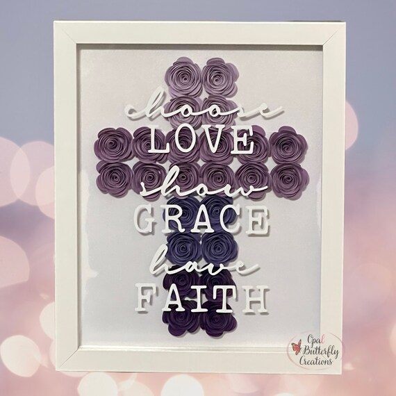 Cross Paper Flower Shadow Box Love Grace Faith Religious Gift - Etsy