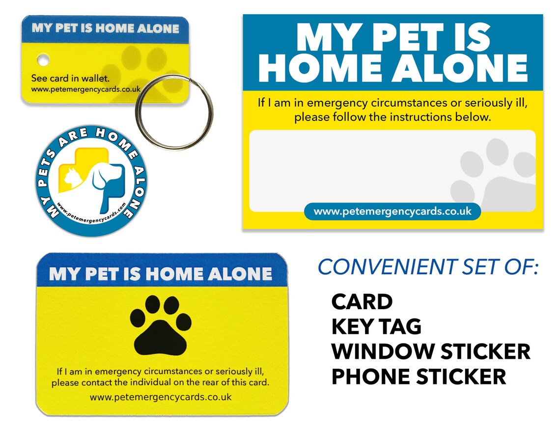 My Pet IS HOME ALONE Pet Emergency Card Key Tag Phone & Etsy
