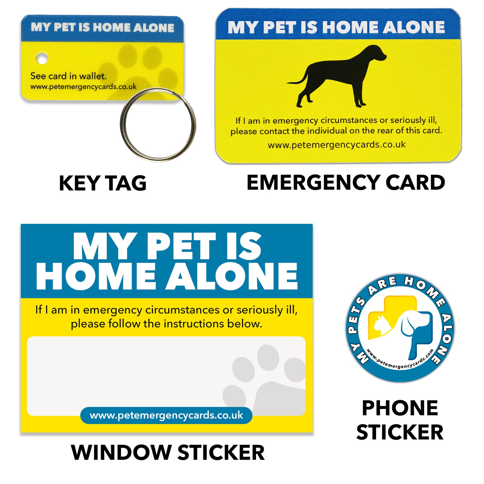 My Pet IS HOME ALONE Pet Emergency Card Key Tag Phone & Etsy