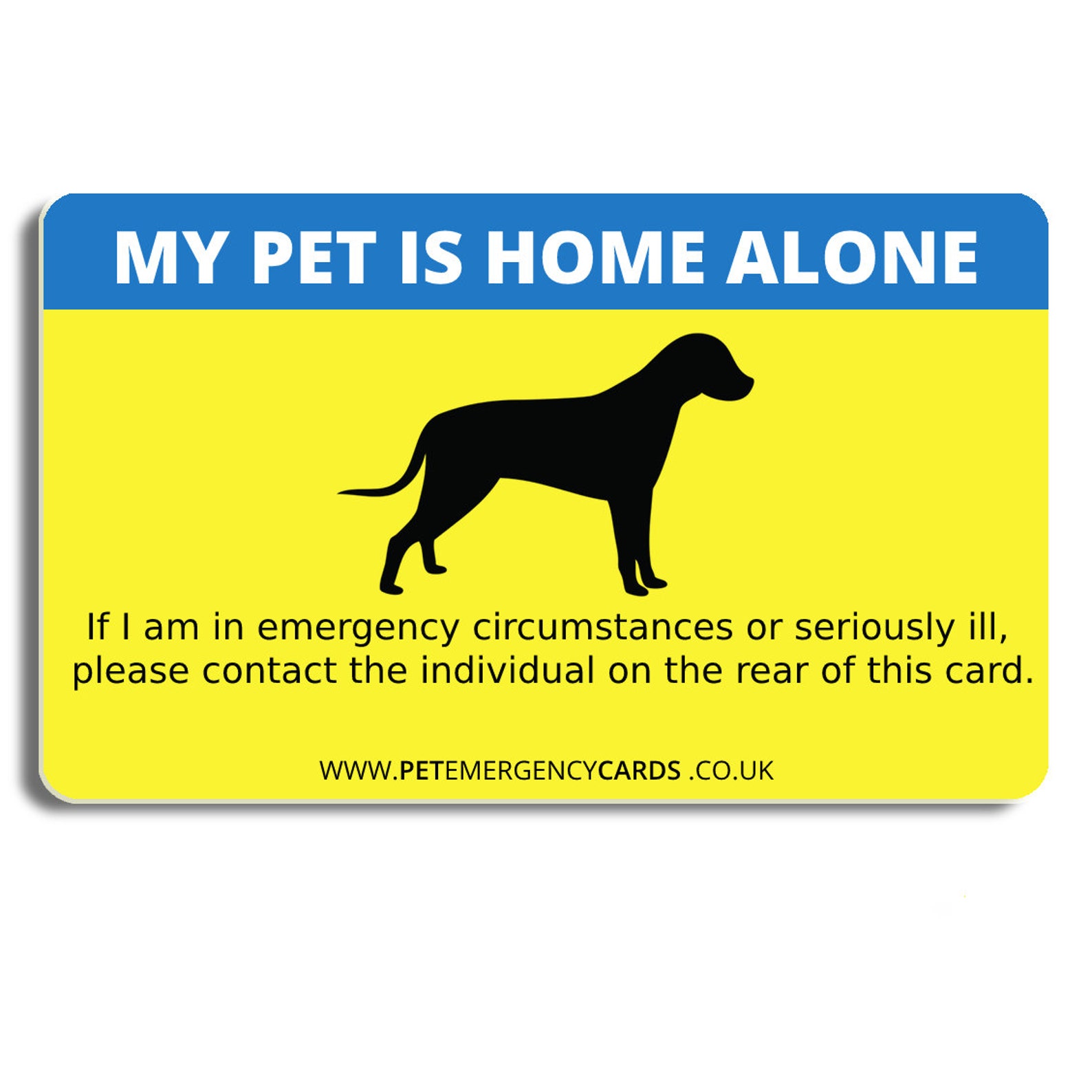 CUSTOM PRINTED Card Pet is Home Alone Emergency Card Hard PVC Etsy