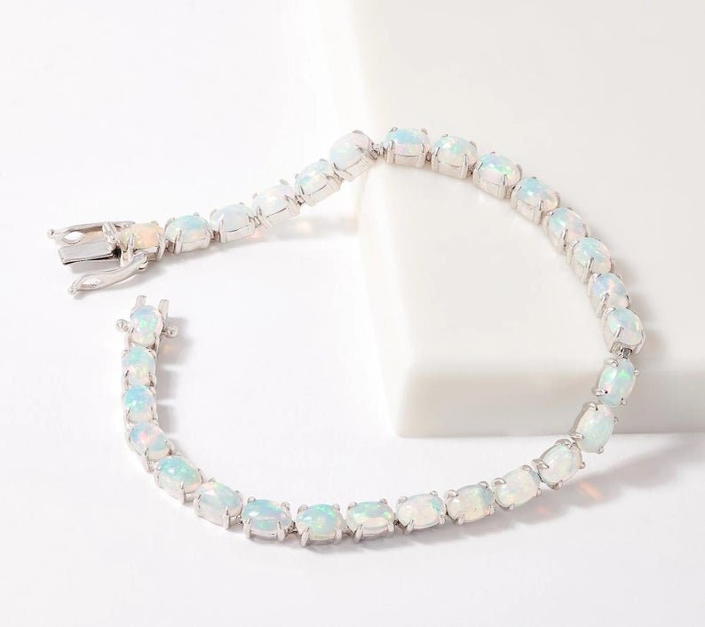Opal Tennis Bracelet in Sterling Silveroctober Etsy