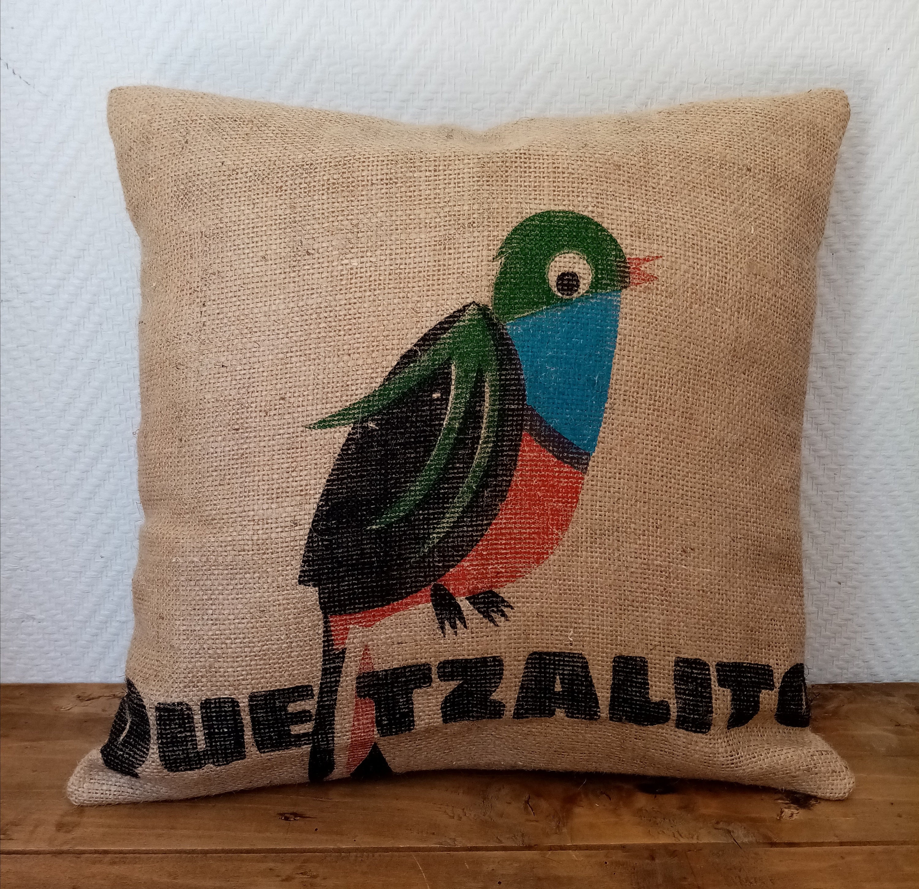 Housse de Coussin Quetzalito | Grand en Toile Jute, Sac à Café Recyclé Du Guatemala, 40x40cm/50x50cm