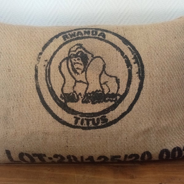 Housse de coussin "NAEB" en toile de jute, sac de café recyclé du Rwanda, 40X60cm