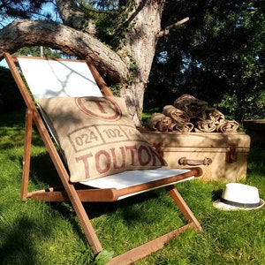 MISTER T cushion cover in jute canvas, recycled coffee bag from Ivory Coast, 55X55cm