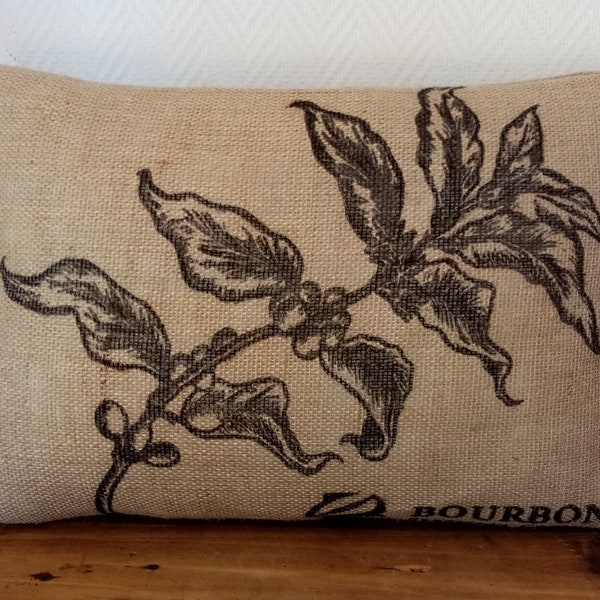 Housse de coussin "BOURBON" en toile de jute, sac de café recyclé du Brésil, 40X60cm