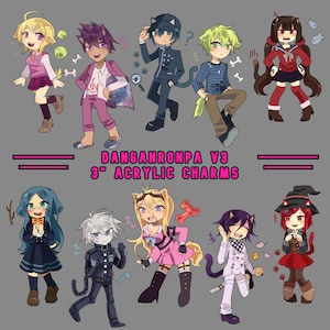 Danganronpa V3 3” Dog Cat Acrylic Charm Keychains