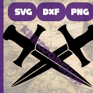 Digital Cut Files: Rogue Crossed Daggers Swords SVG, PNG, DXF Cut Files (Cricut, Silhouette)
