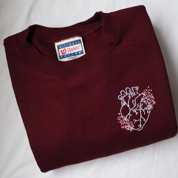 Embroidered Anatomical Heart Crewneck Sweatshirt
