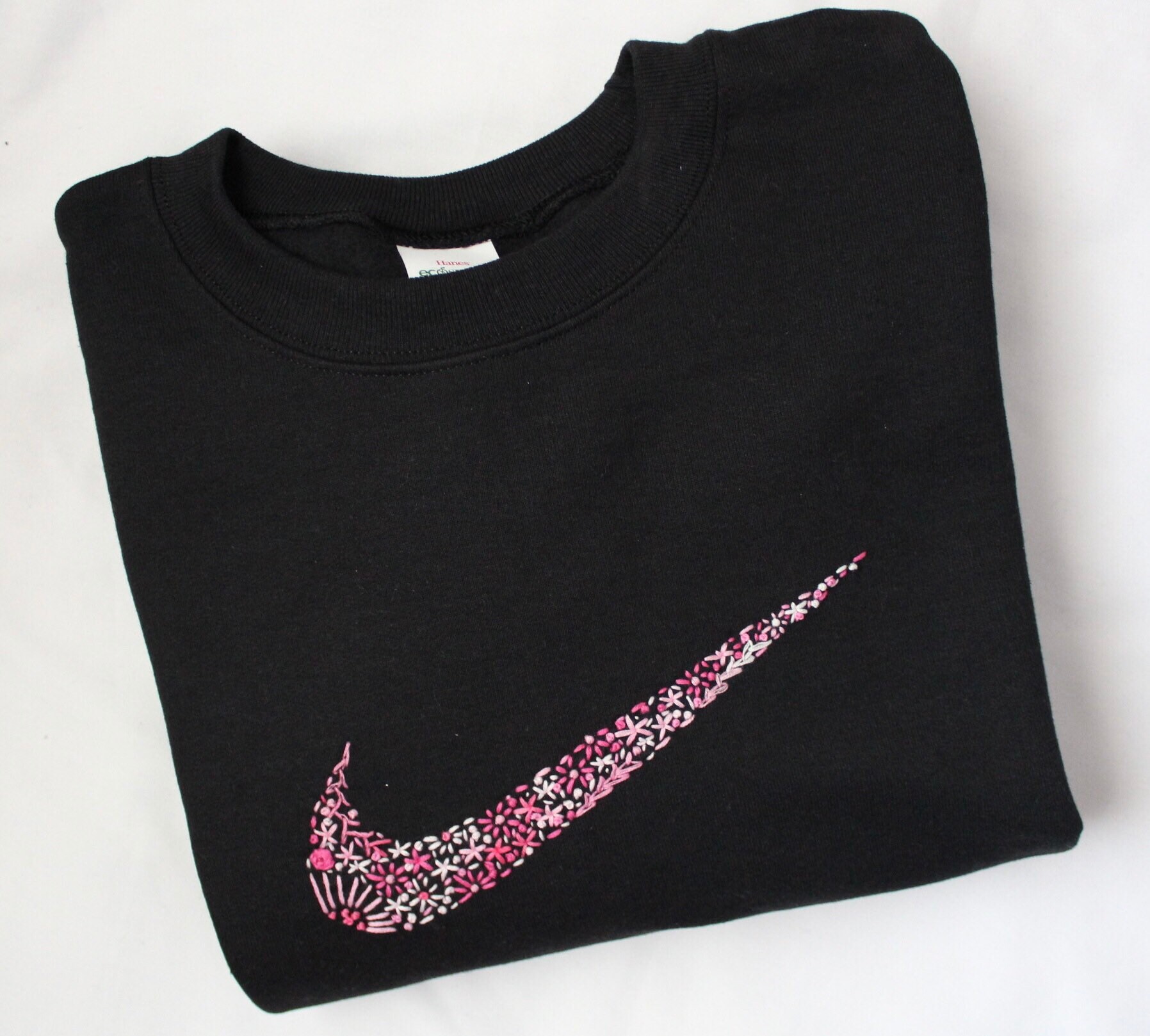 embroidered nike sweatshirt flowers