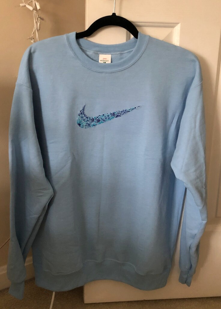 embroidered nike sweatshirt flowers