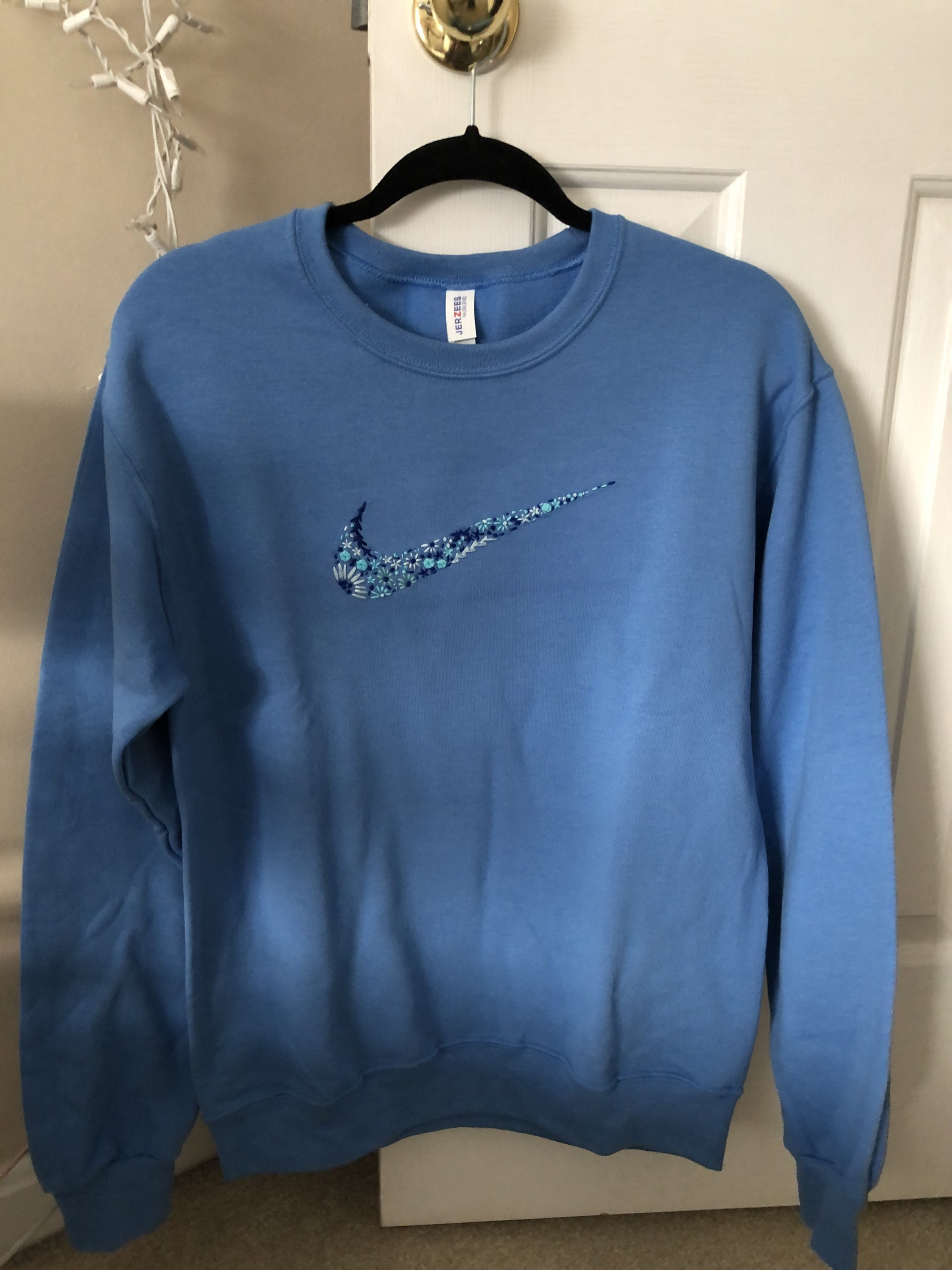 Embroidered Floral Inspired By Nike Crewneck Sweatshirt | Etsy