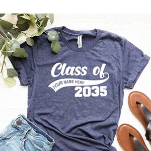 Graduation Class of Personalized T-Shirt, Class Of 2035, Graduation T Shirts, School Shirts, Fun Tees, T Shirts for Women, T Shirts for Men