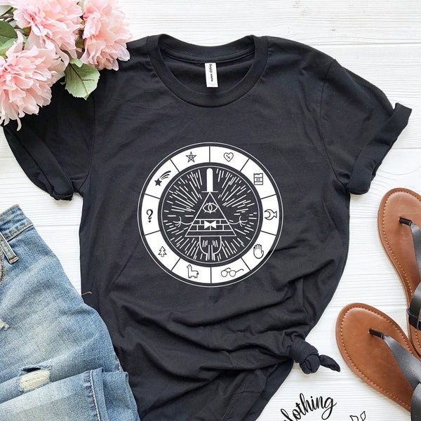 Camiseta Gravity Falls // Camisa Cipher Art // Rueda de intriga // Camiseta de manga larga // Sudadera con capucha / Sudaderas