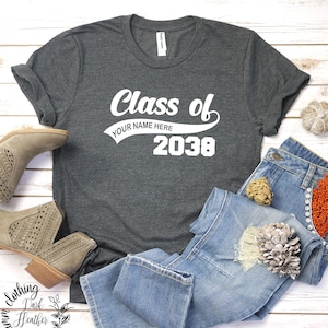Graduation Class of Personalized T-Shirt, Class Of 2038, Graduation T Shirts, School Shirts, Fun Tees, T Shirts for Women, T Shirts for Men