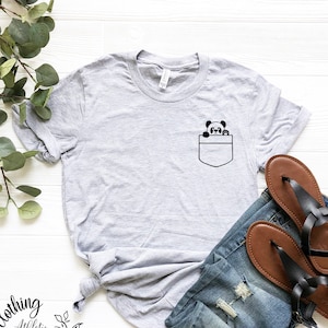 Panda Shirt // Panda T-Shirt // Cute  Panda Shirt // Animals Shirt // Carrying Panda in Pocket // Baby Panda