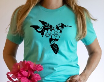 Bird Shirt / Graphic Birds / Floral Bird Shirt / Bird Flowers / Nature Floral T-Shirt / Bird Lover Gift / Nature Shirt / Animal Lover Shirt