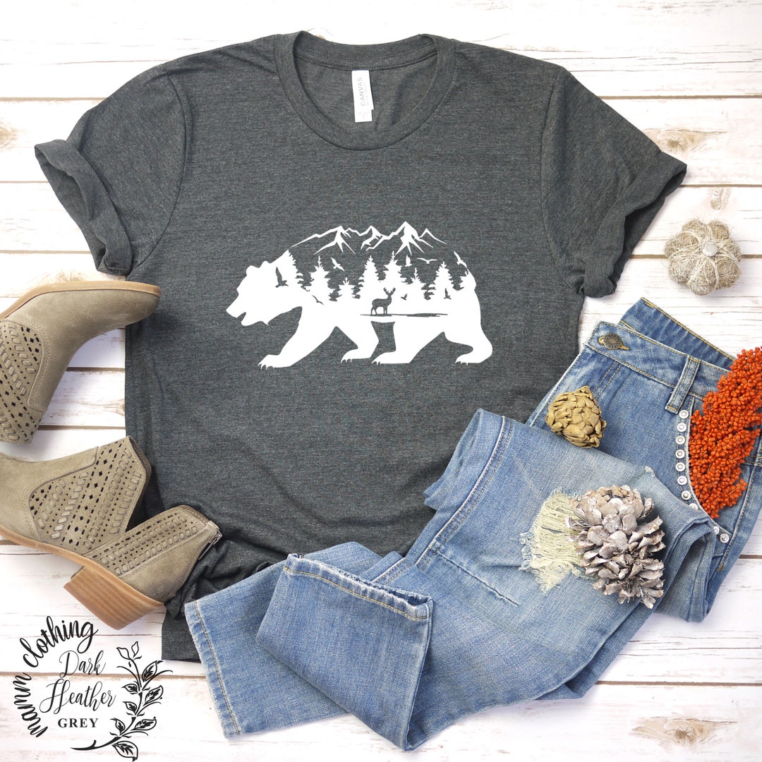 Mountain Bear Shirt, Bear T Shirt, Camping T Shirt, Wilderness Travel ...