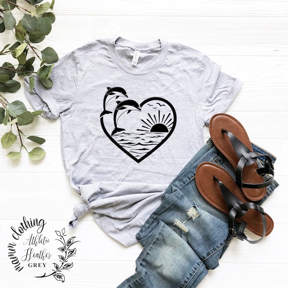 Dolphin Love Shirt, Heart T-shirt, Dolphin Love Shirt, Valentine T