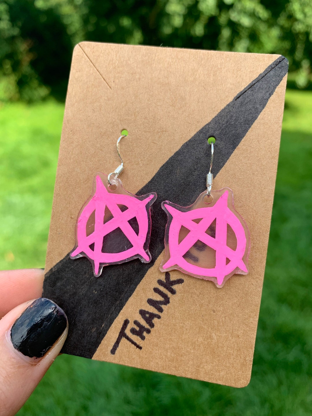 Handmade Pink Anarchy Symbol Earrings / Choose Standard Etsy